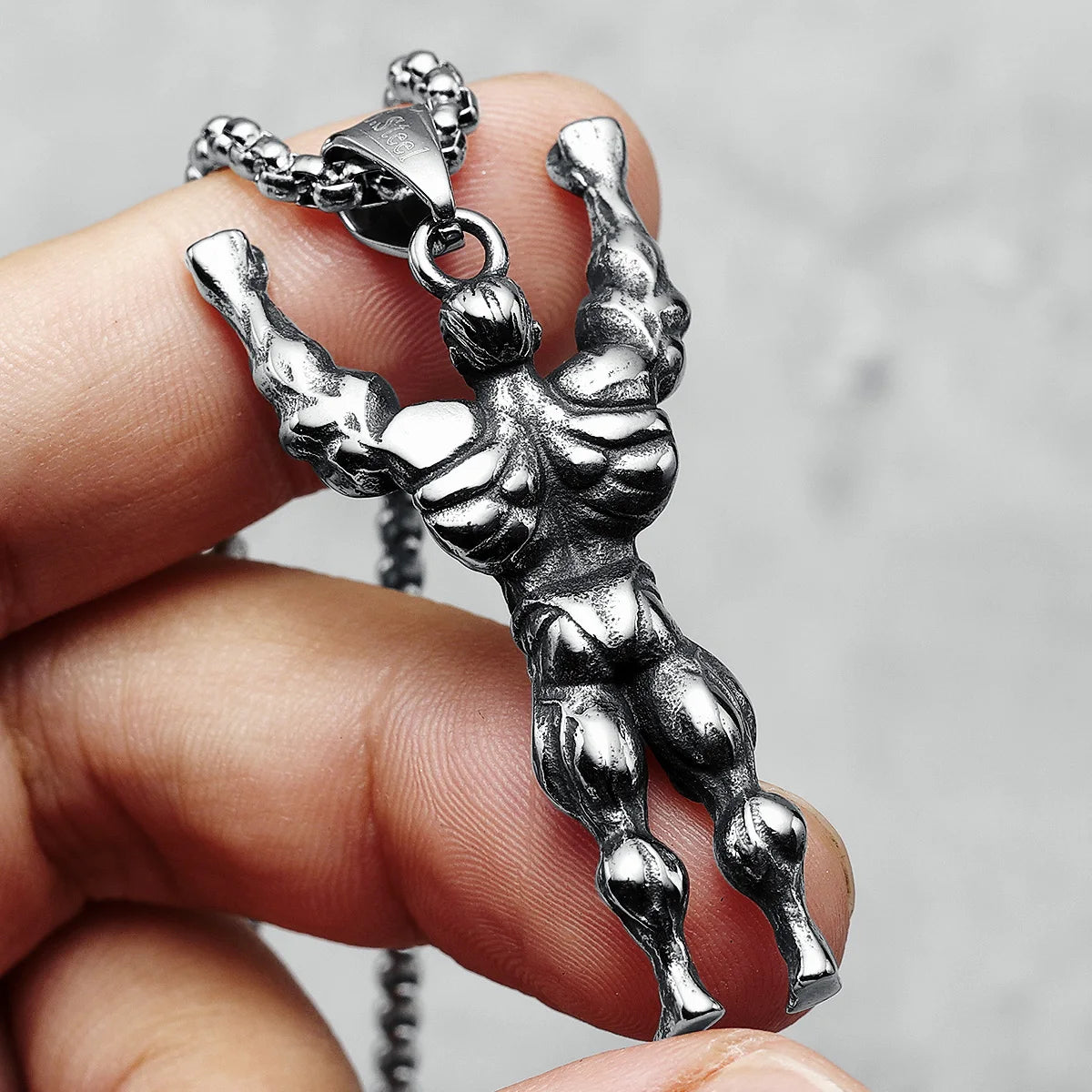 Stainless Steel Bodybuilding Pendant Necklace