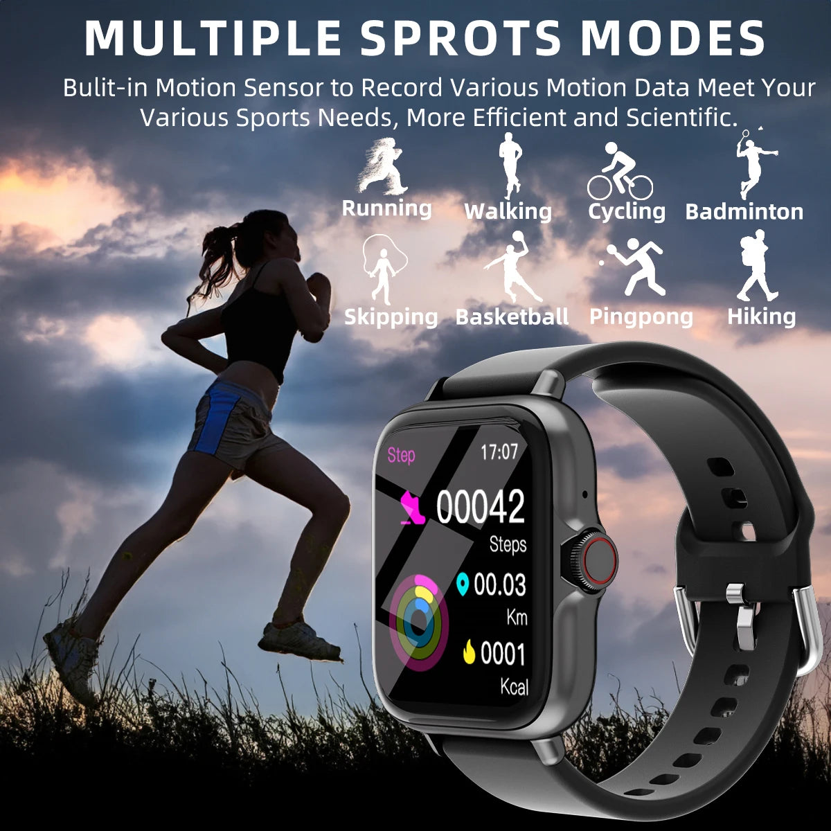 1.83'' Waterproof Smartwatch with Sleep Monitoring