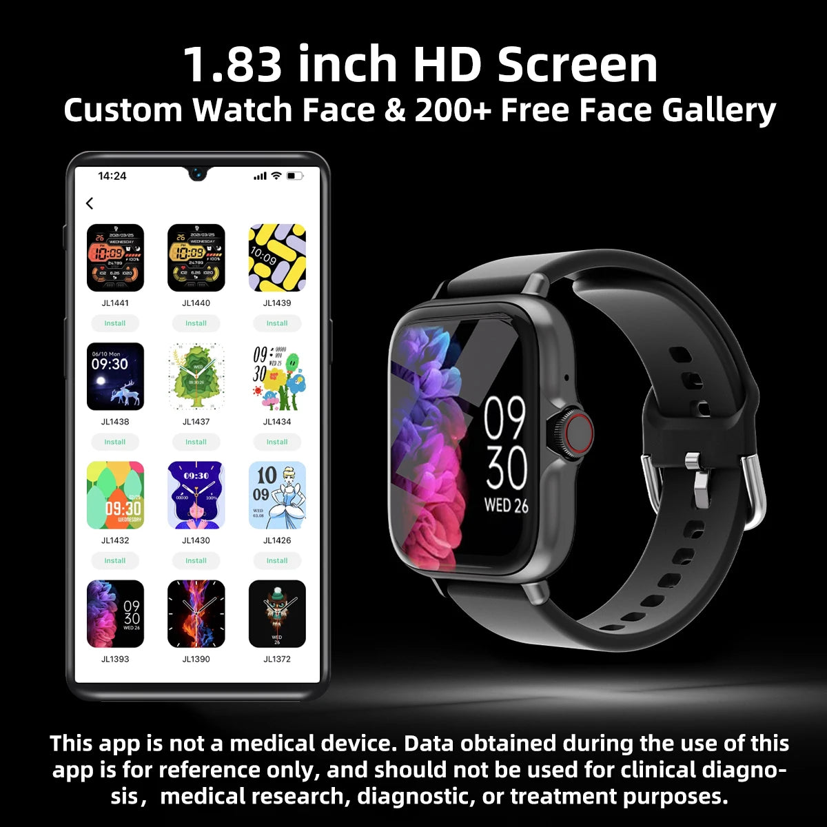 1.83'' Waterproof Smartwatch with Sleep Monitoring