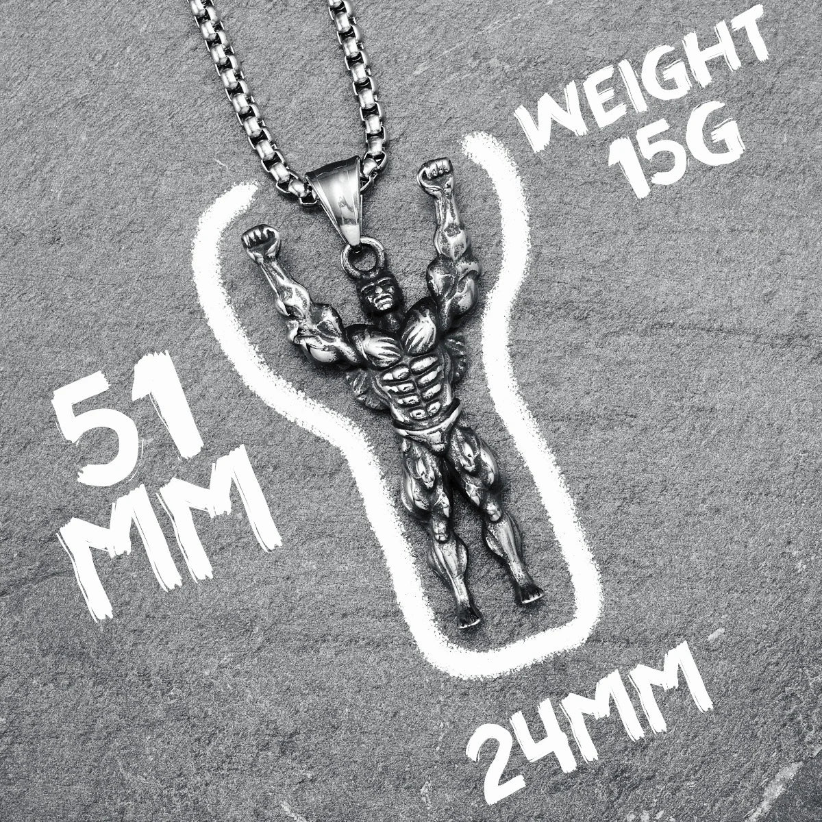 Stainless Steel Bodybuilding Pendant Necklace