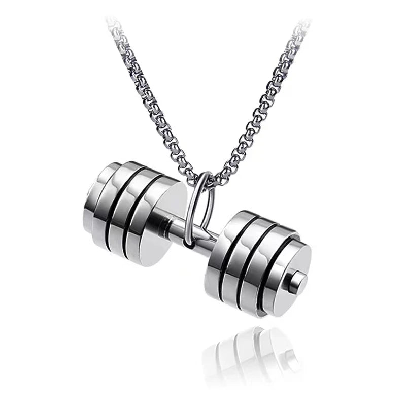 Dumbbell Barbell Pendant Necklace