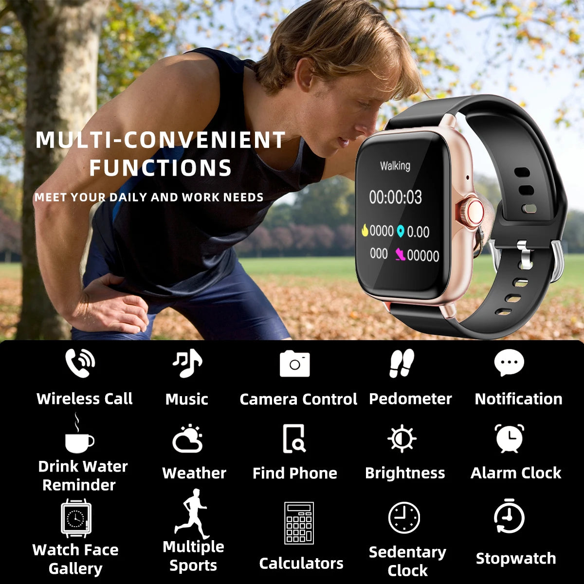 1.83'' Waterproof Smartwatch with Sleep Monitoring