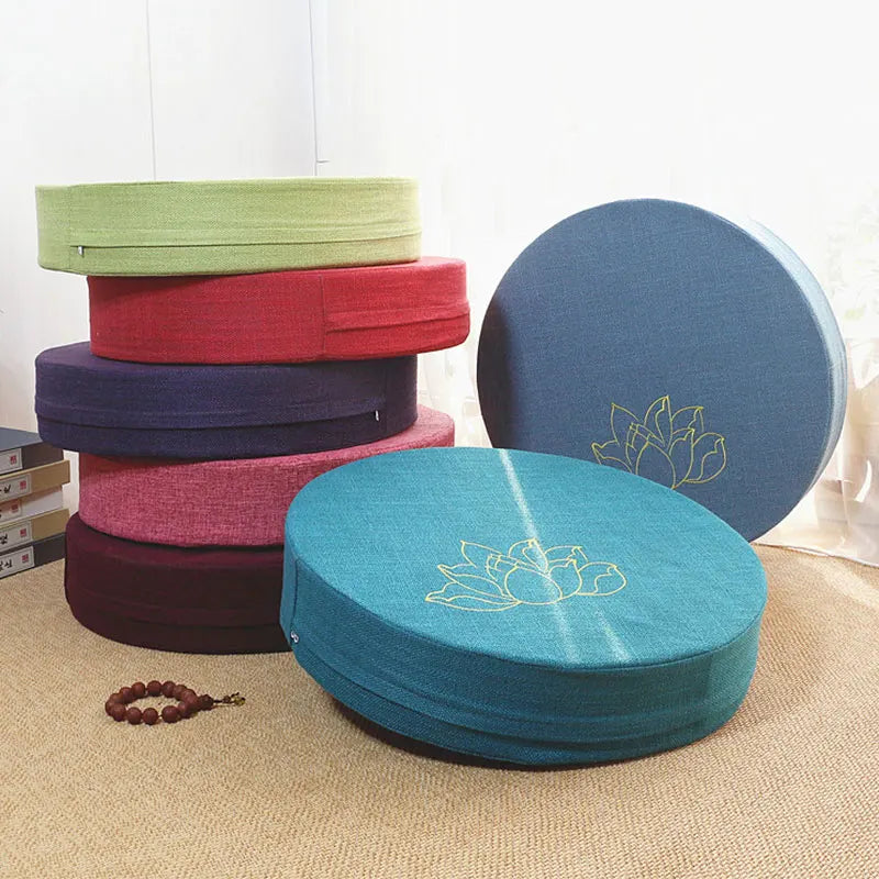 Round Linen Meditation Cushion