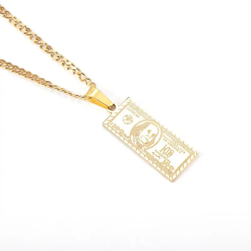 Titanium Steel Dumbbell Pendant Necklace