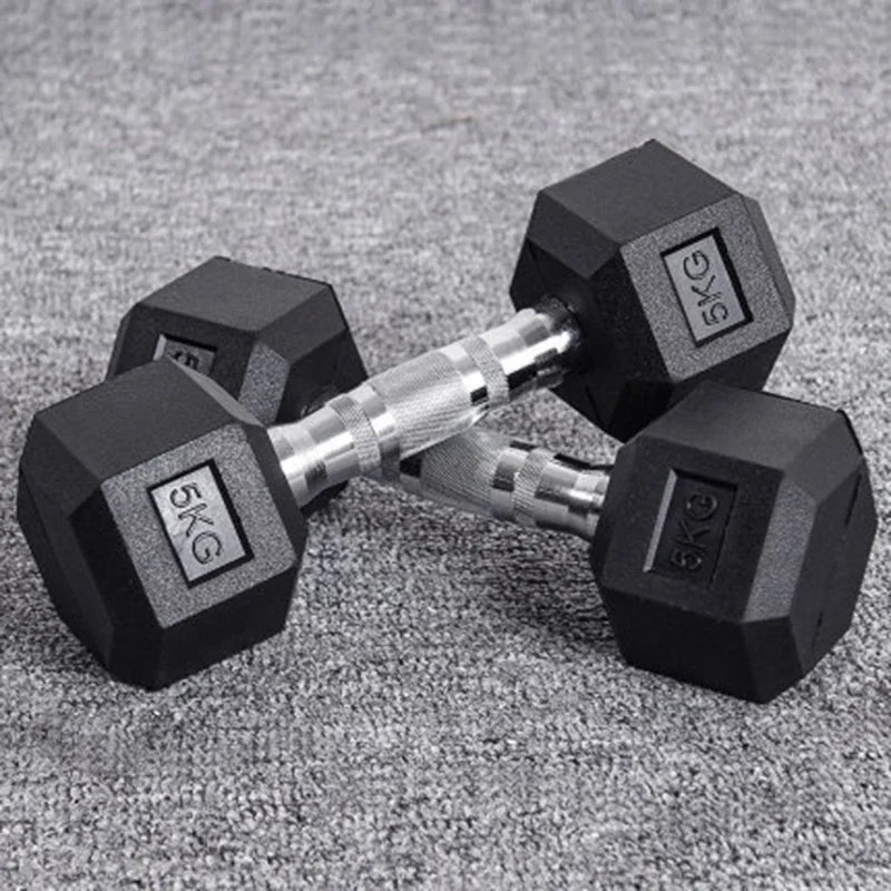 Hexagonal Fixed Rubber Dumbbells