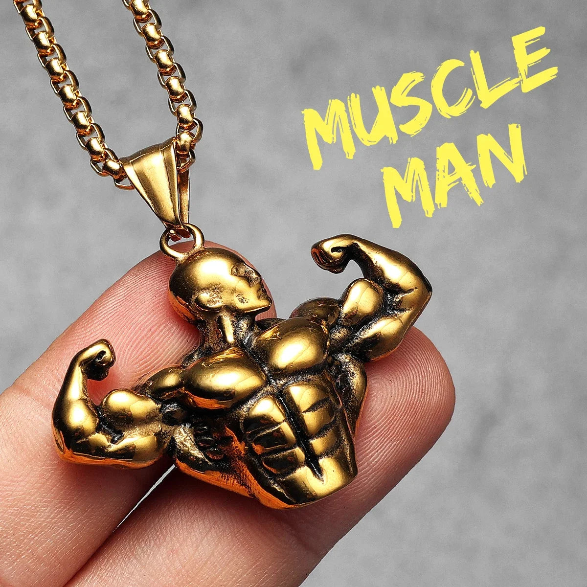 Gym Muscle Power Pendant Necklace