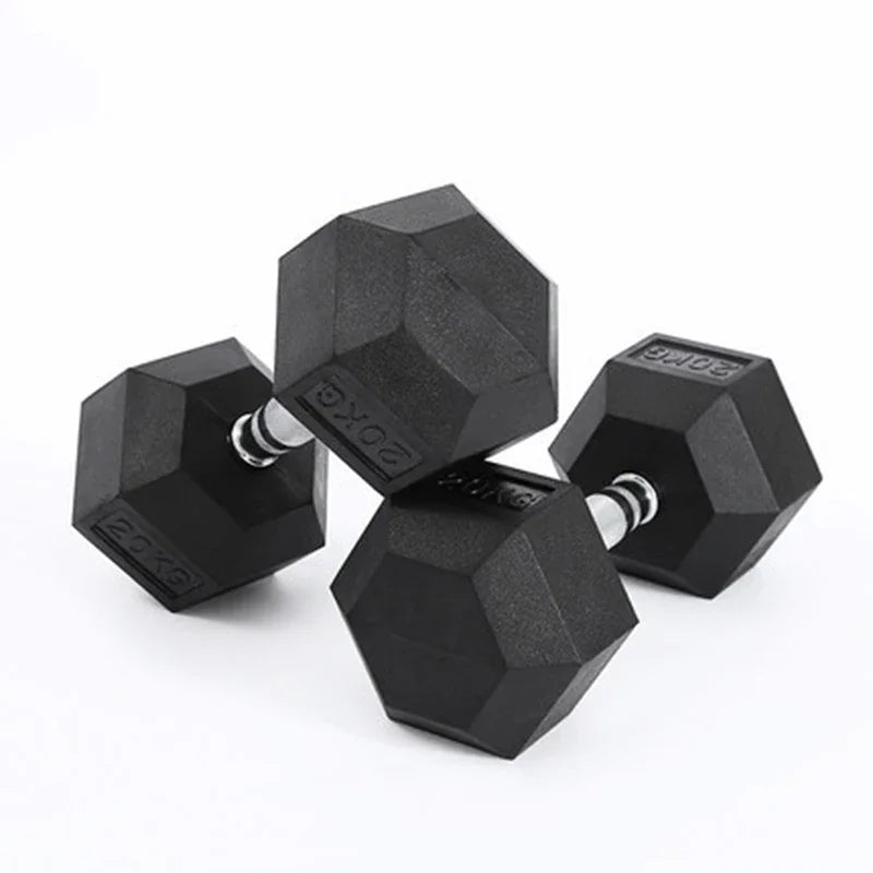Hexagonal Fixed Rubber Dumbbells