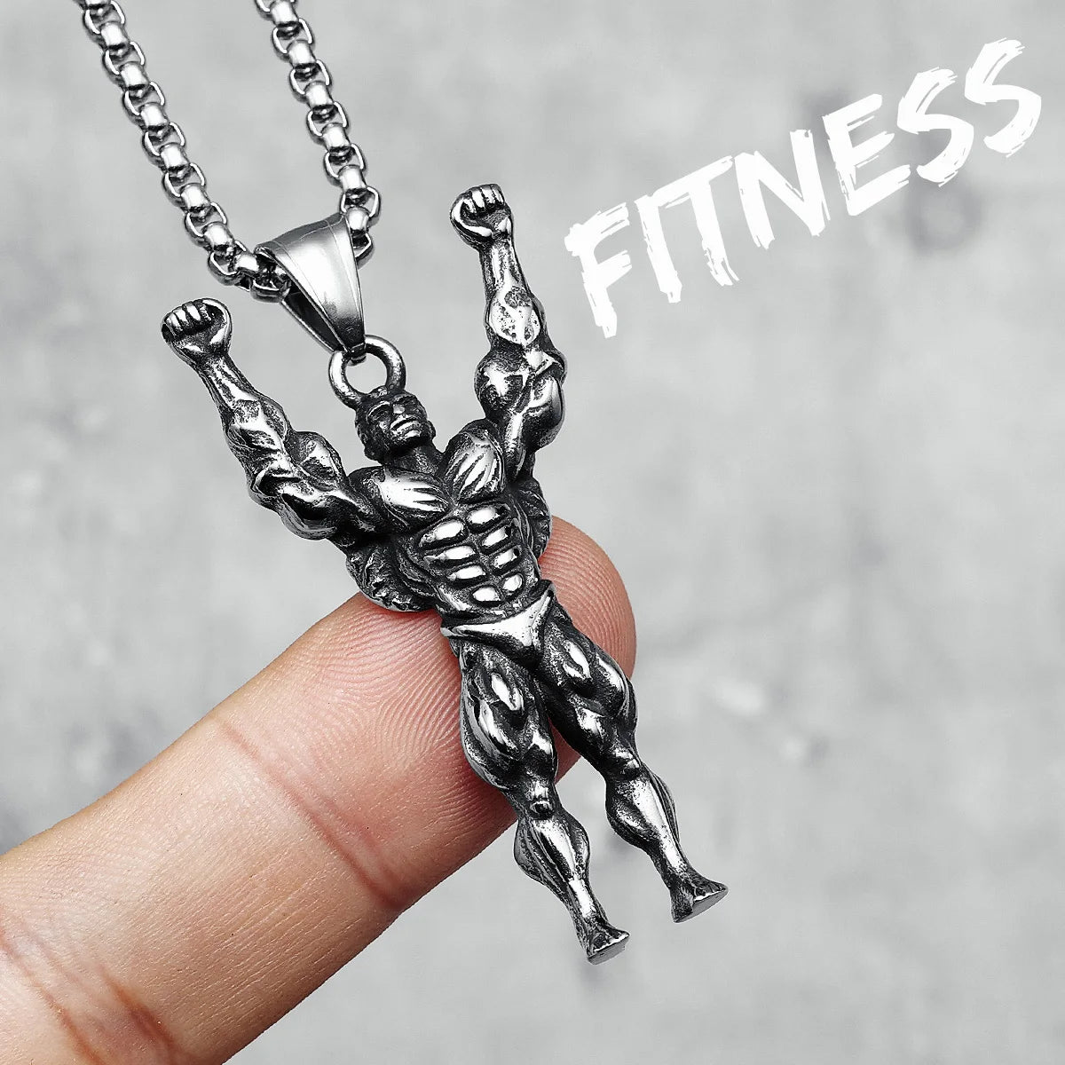 Stainless Steel Bodybuilding Pendant Necklace