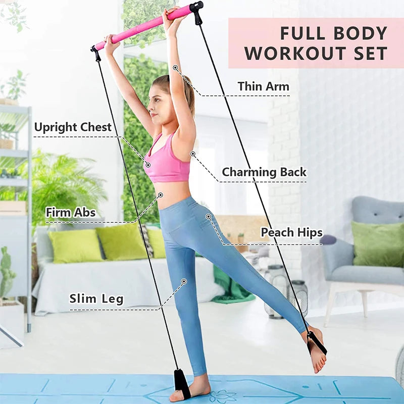 Portable Pilates Bar with Resistance Bands