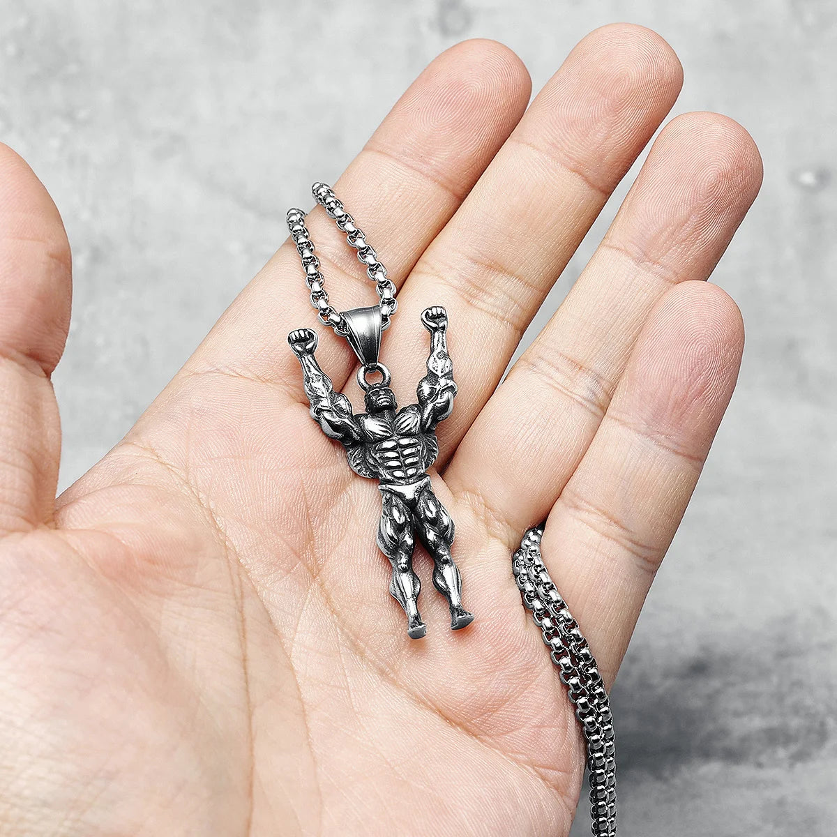 Stainless Steel Bodybuilding Pendant Necklace