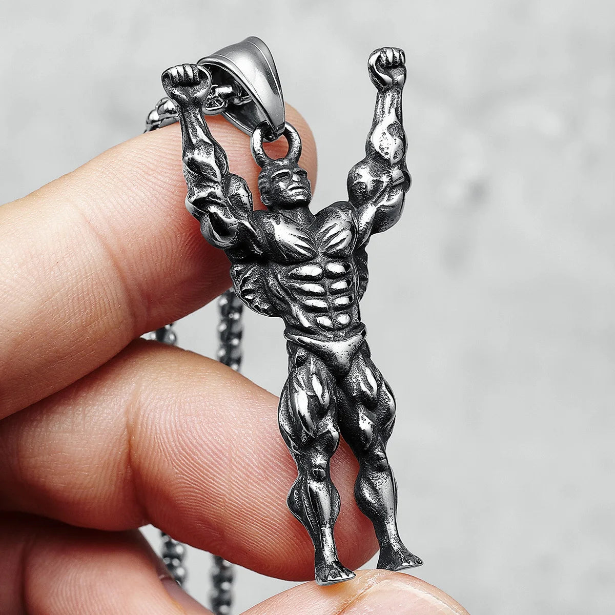 Stainless Steel Bodybuilding Pendant Necklace