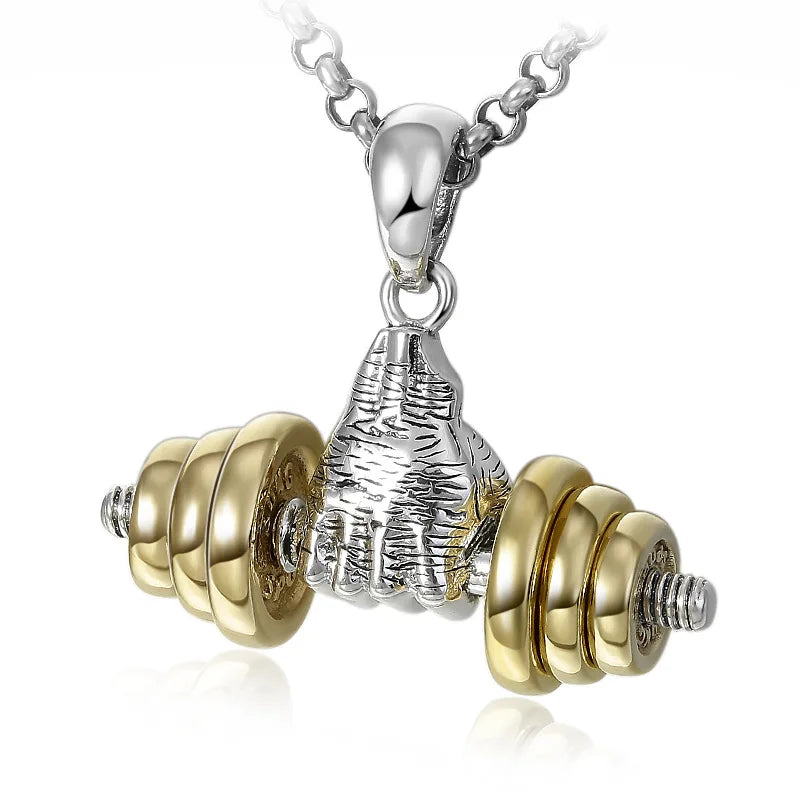 Dumbbell Barbell Pendant Necklace