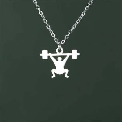 Weightlifting Man Barbell Necklace