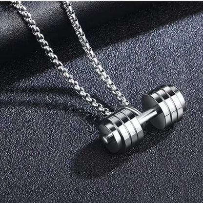 Dumbbell Barbell Pendant Necklace