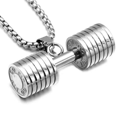 Barbell Dumbbell Pendant Necklace