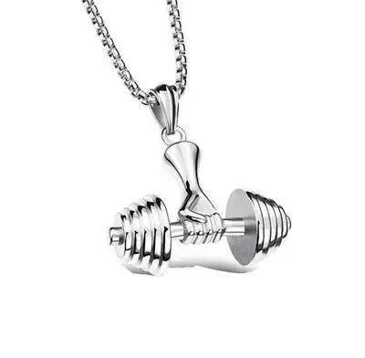 Barbell Dumbbell Pendant Necklace