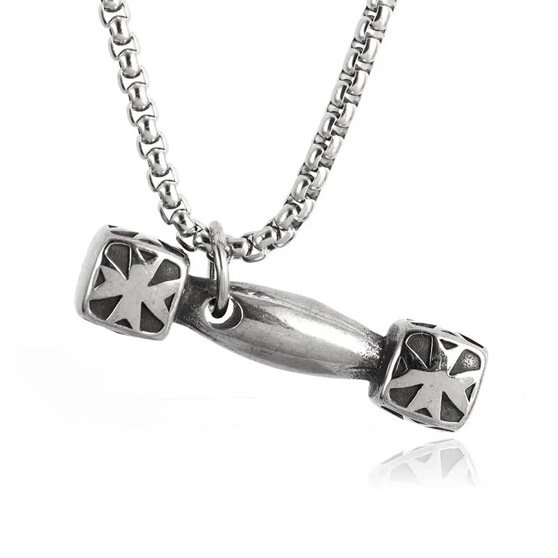 Barbell Dumbbell Pendant Necklace