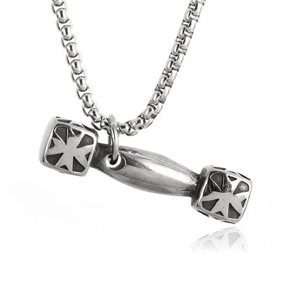 Barbell Dumbbell Pendant Necklace