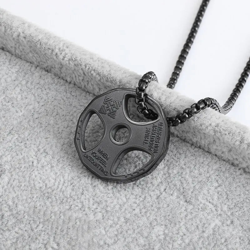 Barbell Dumbbell Pendant Necklace