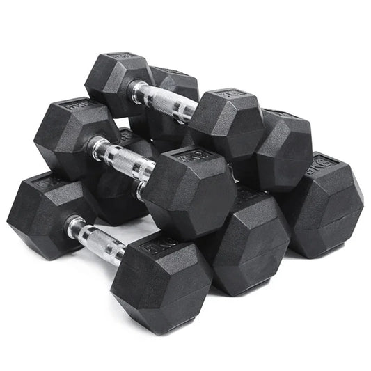 Hexagonal Fixed Rubber Dumbbells