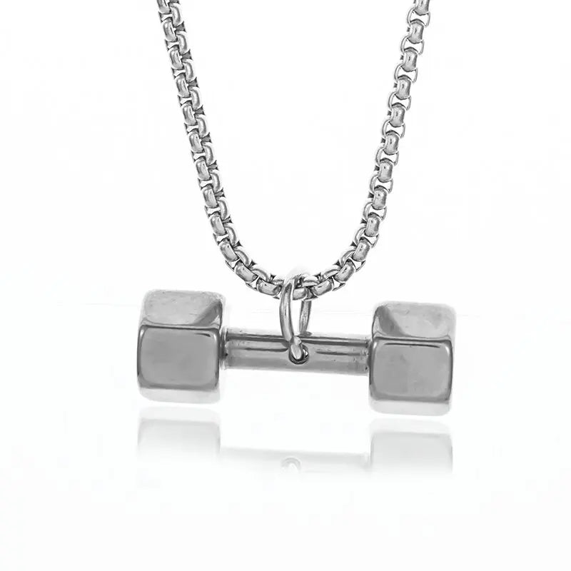 Barbell Dumbbell Pendant Necklace