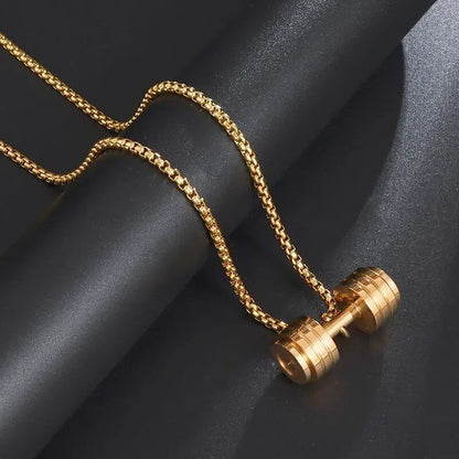 Titanium Steel Dumbbell Pendant Necklace