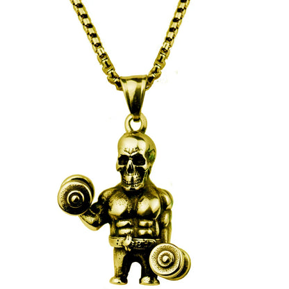 Dumbbell Barbell Pendant Necklace