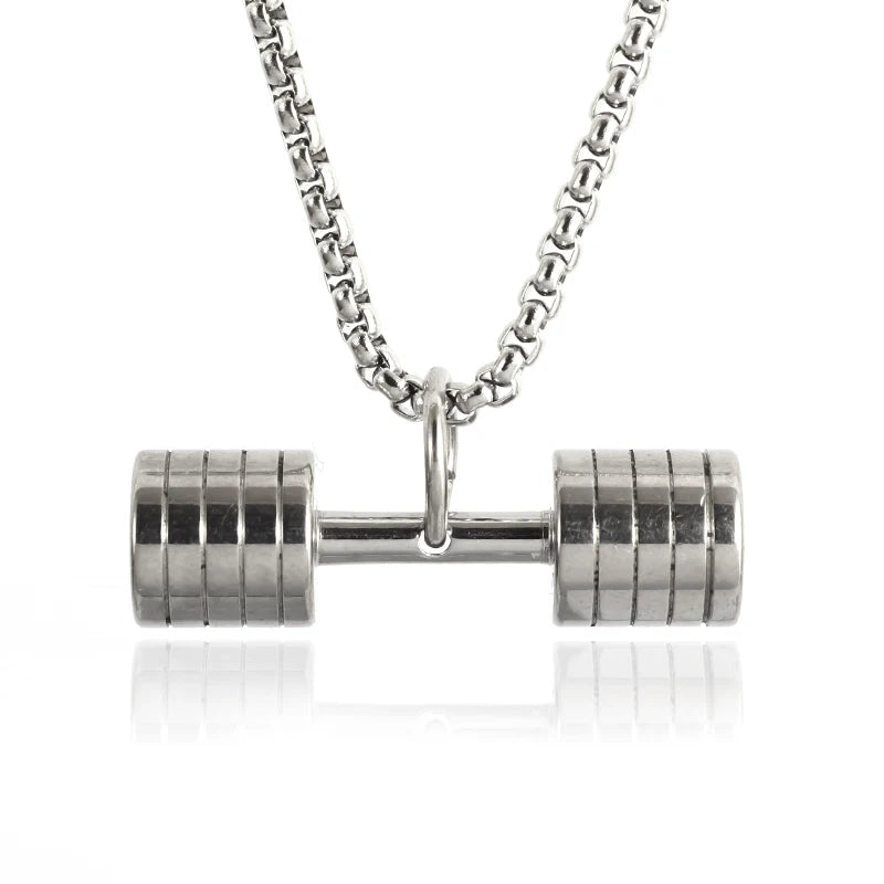 Dumbbell Barbell Pendant Necklace