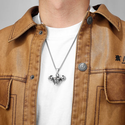 Gym Muscle Power Pendant Necklace