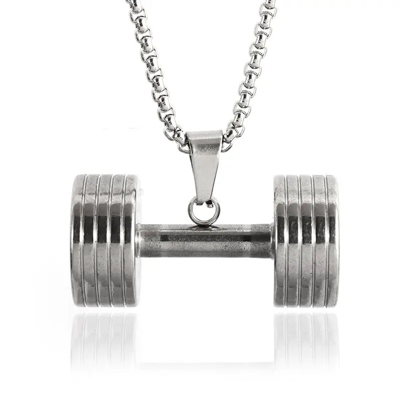 Barbell Dumbbell Pendant Necklace