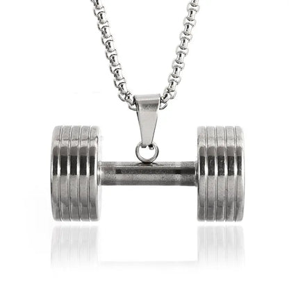 Barbell Dumbbell Pendant Necklace