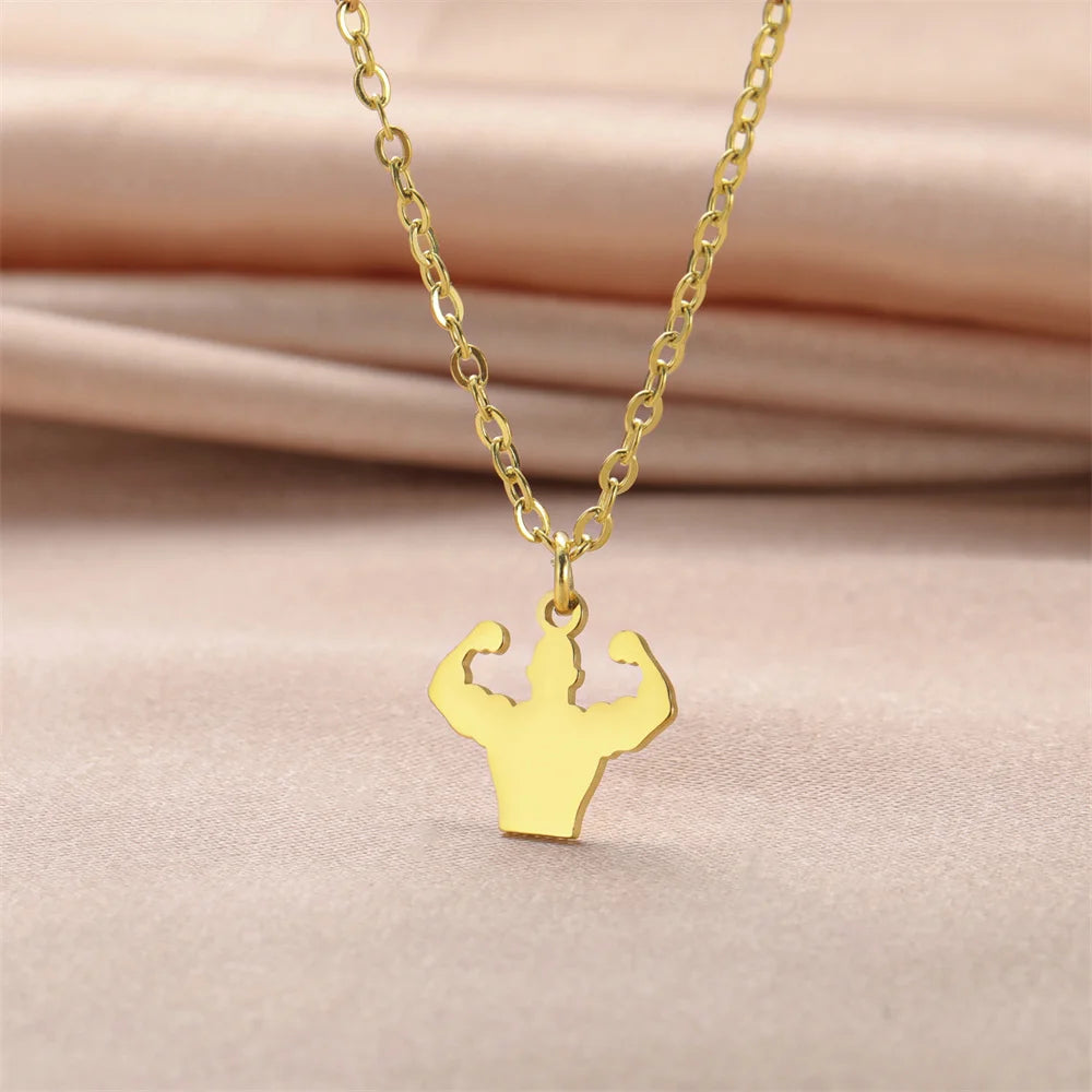 Weightlifting Man Barbell Necklace