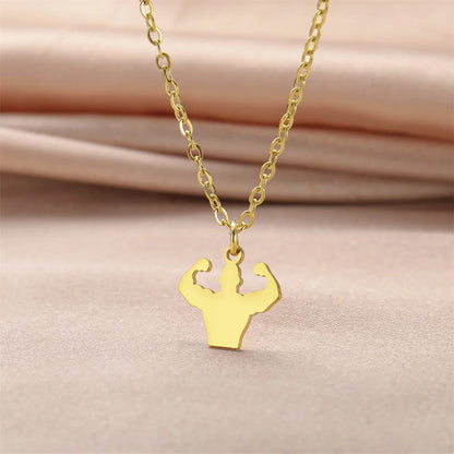 Weightlifting Man Barbell Necklace