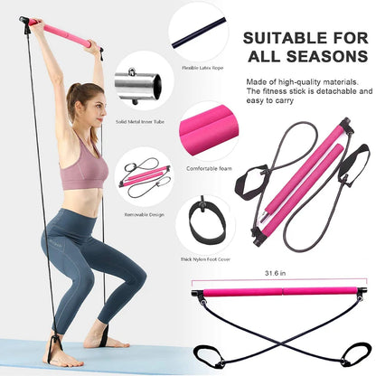 Portable Pilates Bar with Resistance Bands