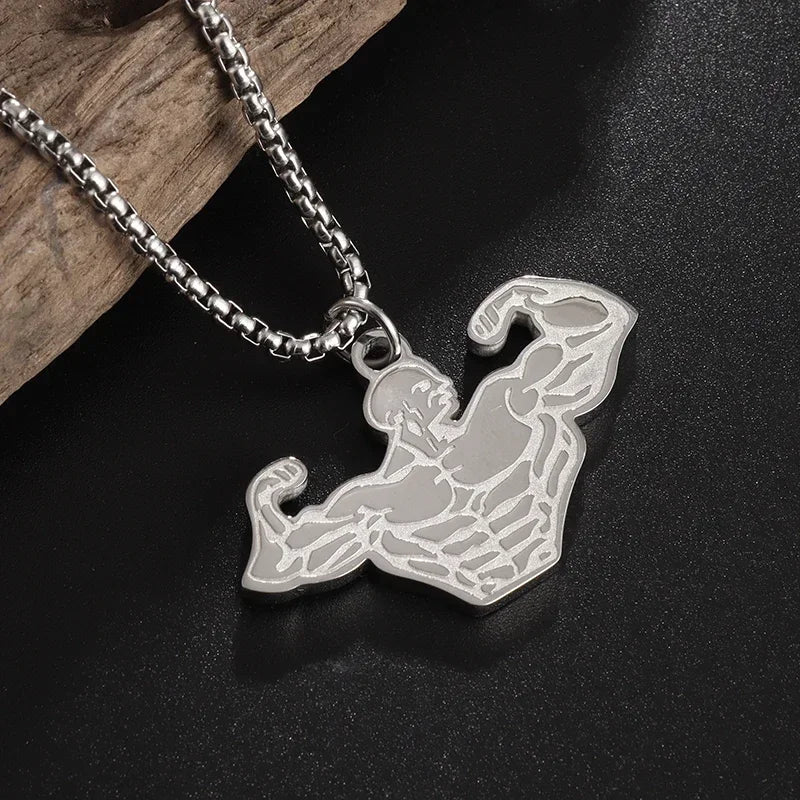 Titanium Steel Dumbbell Pendant Necklace