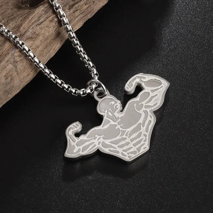 Titanium Steel Dumbbell Pendant Necklace