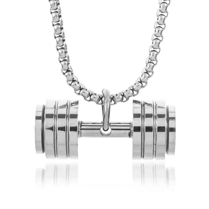 Titanium Steel Dumbbell Pendant Necklace
