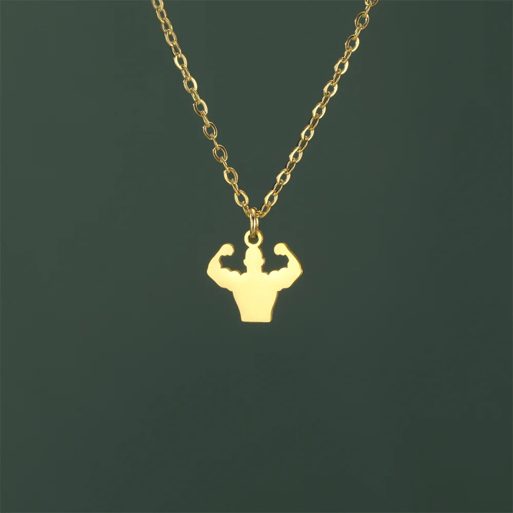 Weightlifting Man Barbell Necklace