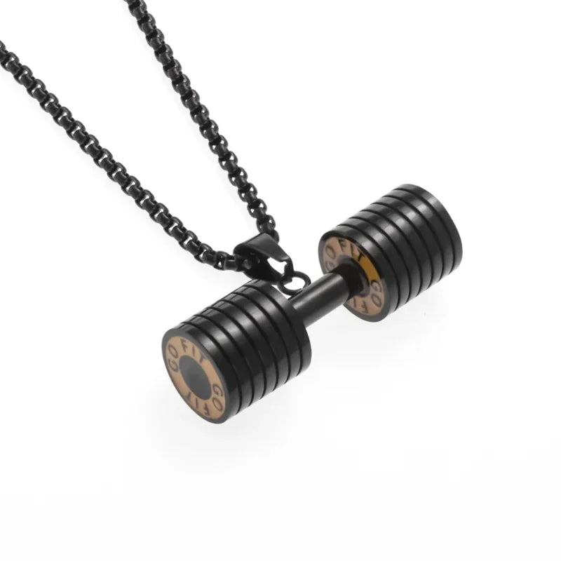 Titanium Steel Dumbbell Pendant Necklace