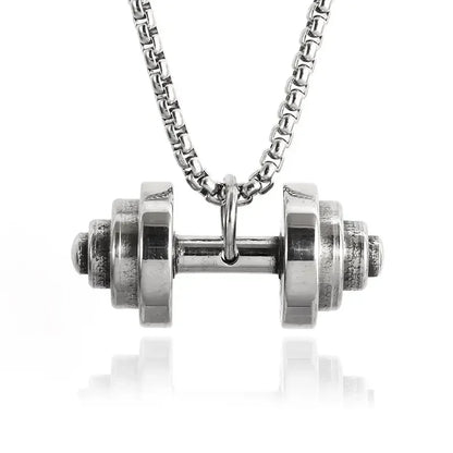 Titanium Steel Dumbbell Pendant Necklace