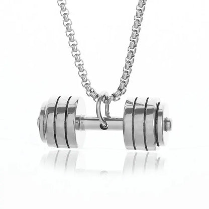Barbell Dumbbell Pendant Necklace