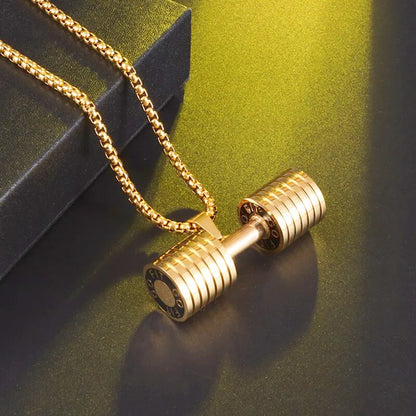 Dumbbell Barbell Pendant Necklace