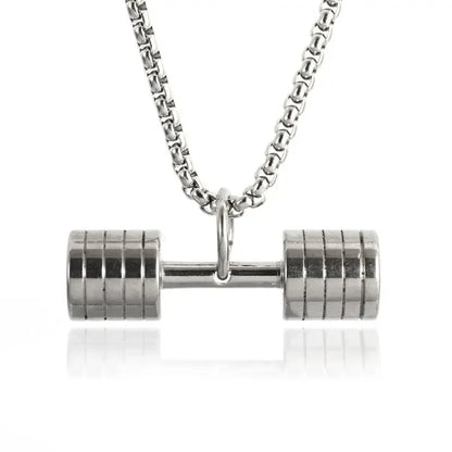 Titanium Steel Dumbbell Pendant Necklace