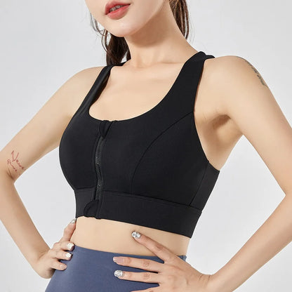 Front Zipper High-Impact Sports Bra