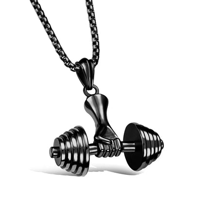 Dumbbell Barbell Pendant Necklace