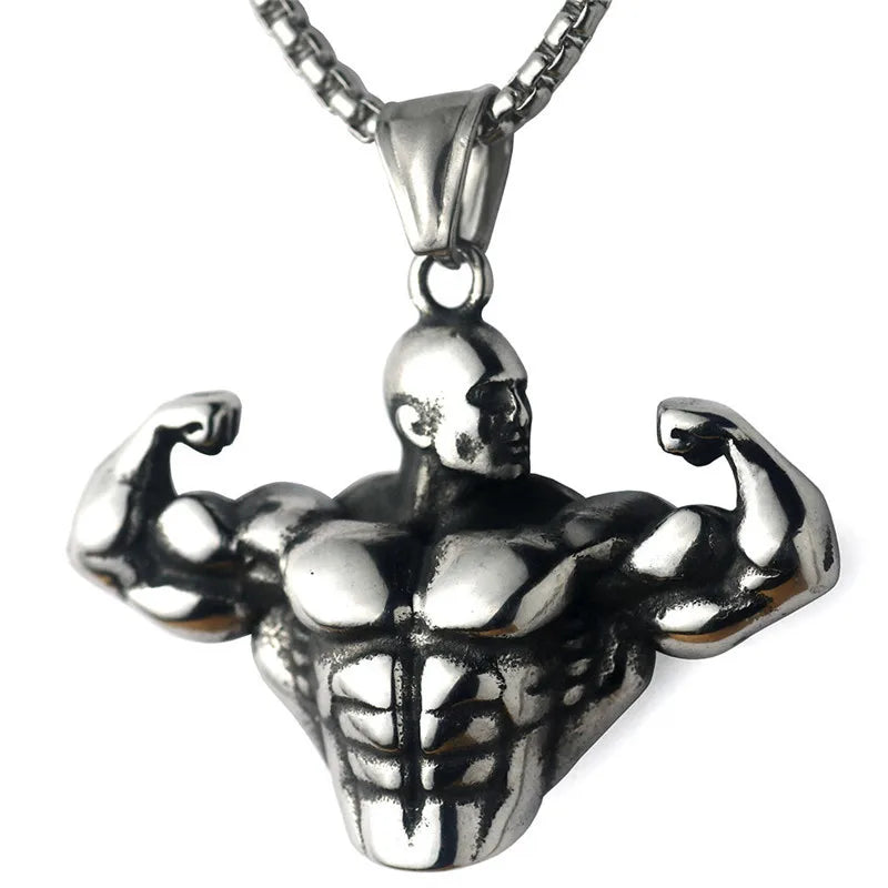 Barbell Dumbbell Pendant Necklace