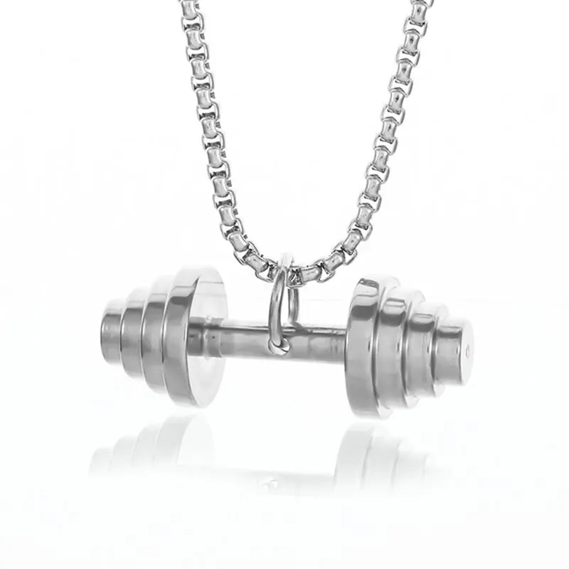 Barbell Dumbbell Pendant Necklace
