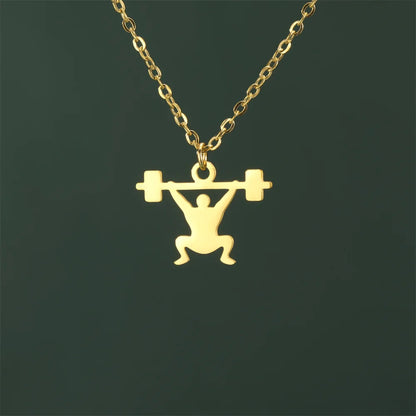 Weightlifting Man Barbell Necklace