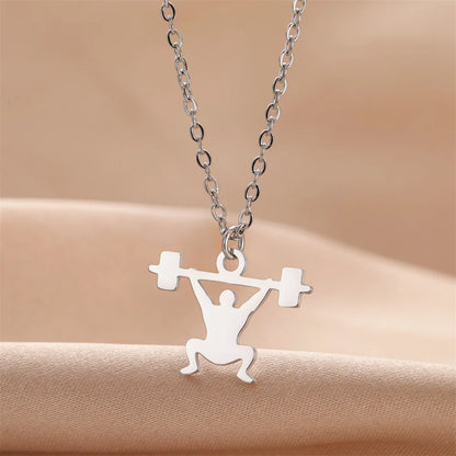 Weightlifting Man Barbell Necklace