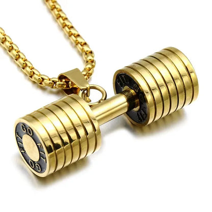 Barbell Dumbbell Pendant Necklace